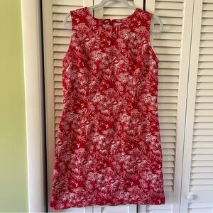 Vintage Carolina Colours Red Sheath Line Printed Dress Size 14